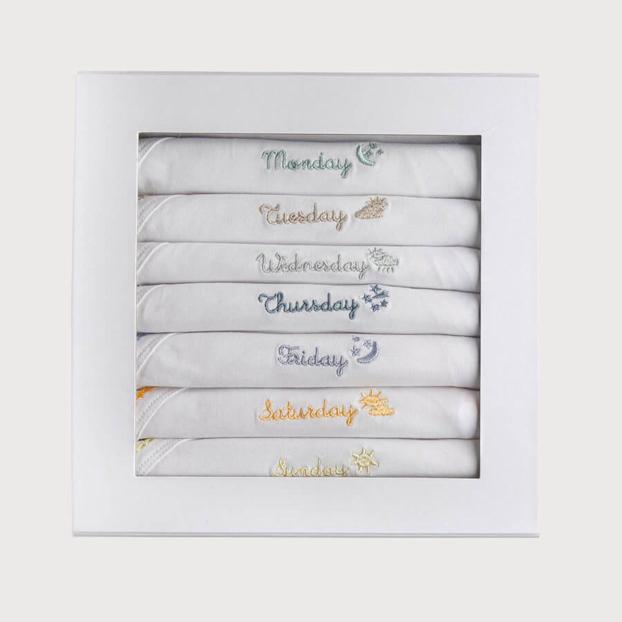 Seven Days a Week Bodysuit Set (0-12mths) Gift Sets  from Pepa London