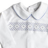 White All-In-One with Blue Handsmocked Embroidery (0-12mths) Nightwear  from Pepa London