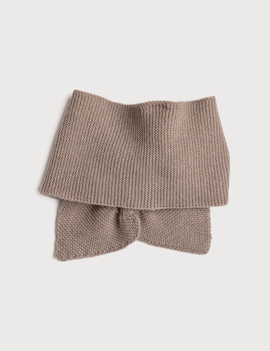 Knitted Merino Wool Winter Scarf in Oatmeal (S-L) Knitted Accessories  from Pepa London