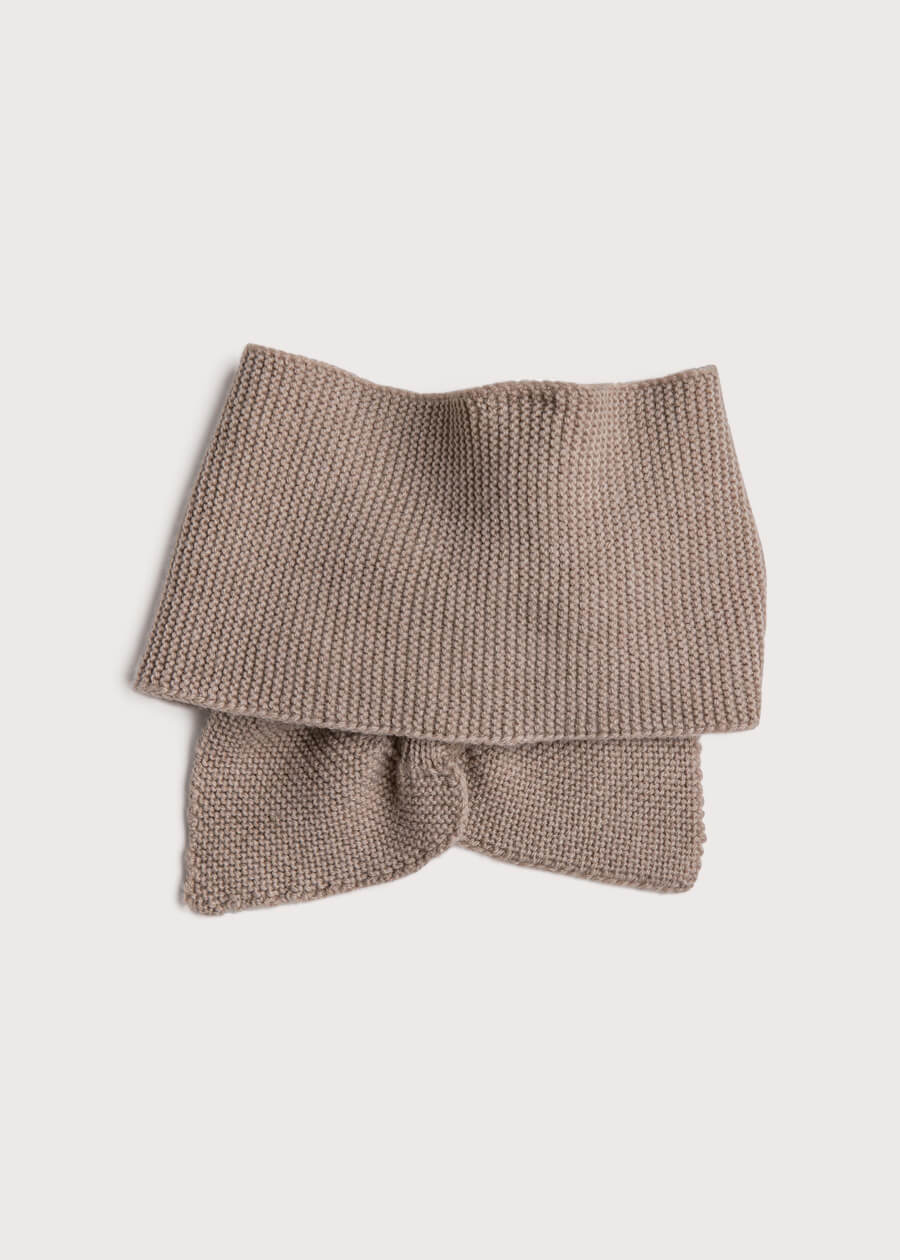 Knitted Merino Wool Winter Scarf in Oatmeal (S-L) Knitted Accessories  from Pepa London