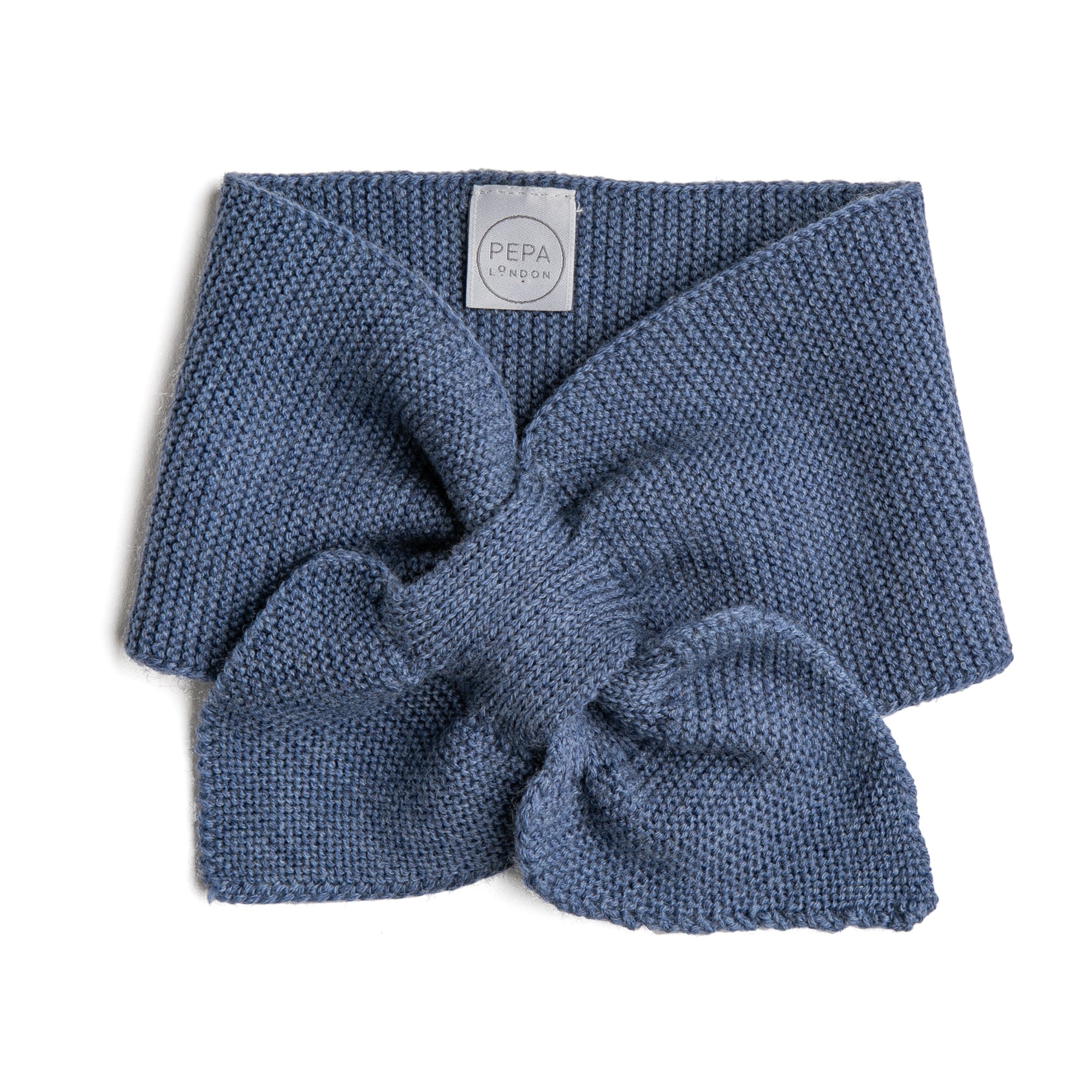 Knitted Merino Wool Winter Scarf in Blue (S-M) Knitted Accessories  from Pepa London