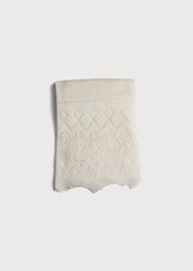Intricate Openwork Fine Merino Wool Shawl in Cream Knitted Accessories  from Pepa London
