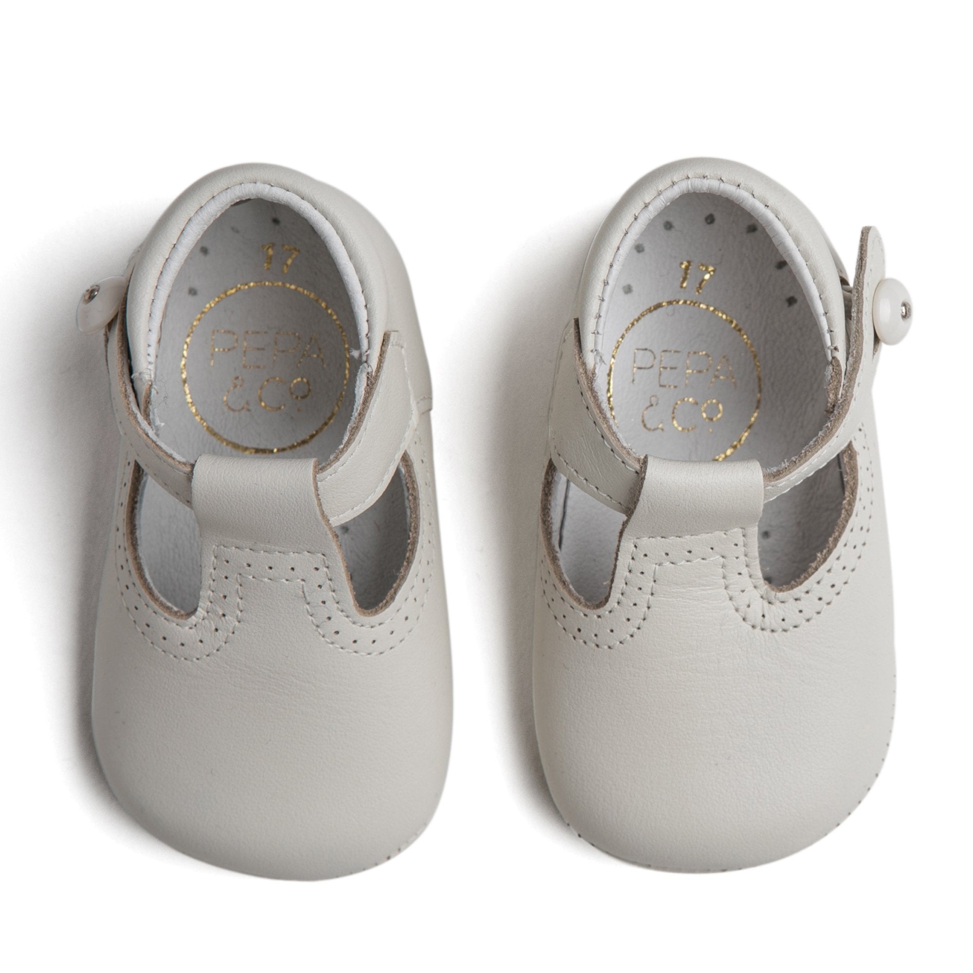 T-Bar Pram Shoes in Ivory Shoes  from Pepa London