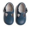 T-Bar Leather Baby Shoes in French Blue (20-24EU) Shoes  from Pepa London