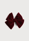 Velvet Big-Bow Clip in Burgundy Hair Accessories  from Pepa London