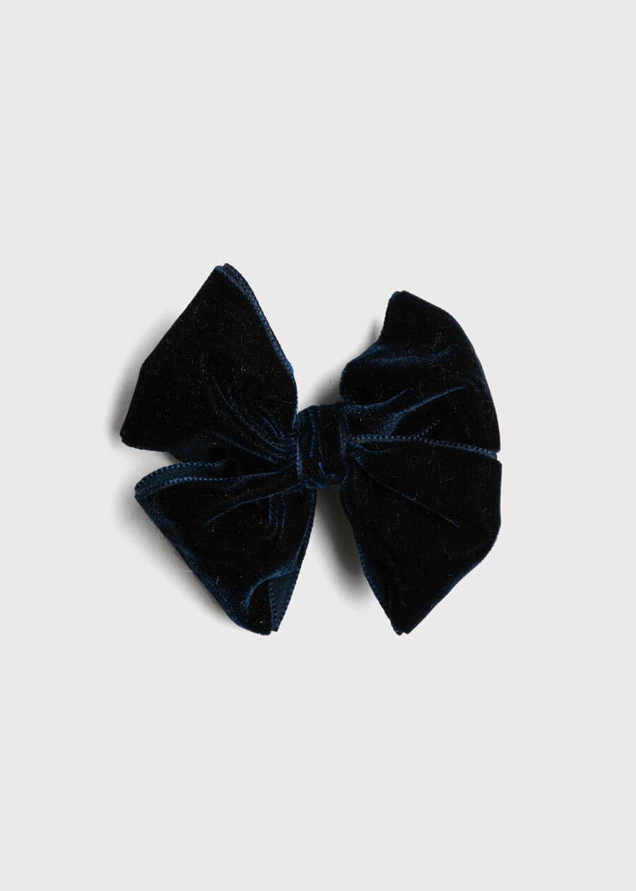 Velvet Big-Bow Clip in Navy Hair Accessories  from Pepa London