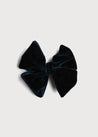 Velvet Big-Bow Clip in Navy Hair Accessories  from Pepa London
