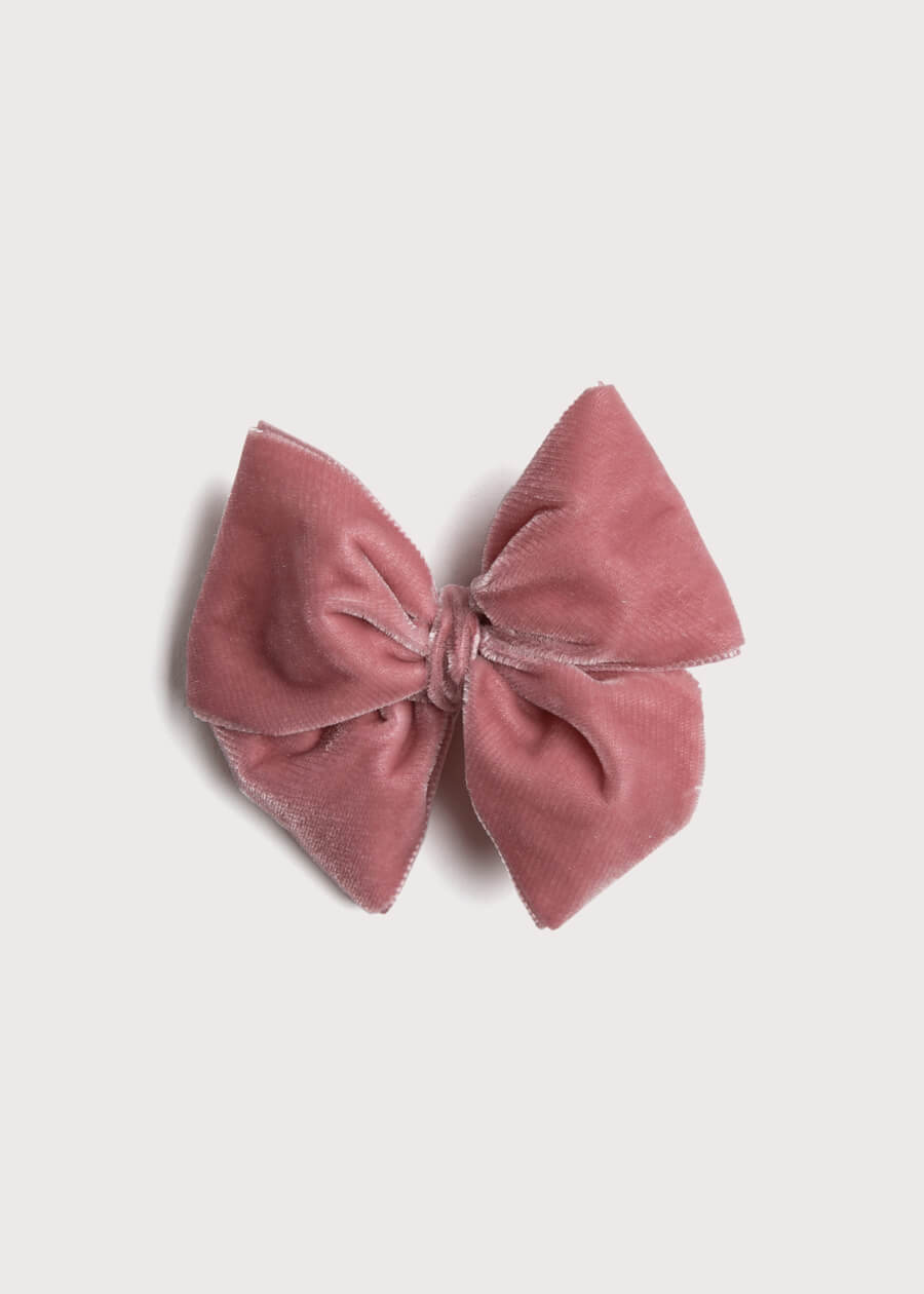 Velvet Big-Bow Clip in Pink Hair Accessories  from Pepa London