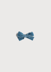 Velvet Medium-Bow Clip in Blue Hair Accessories  from Pepa London