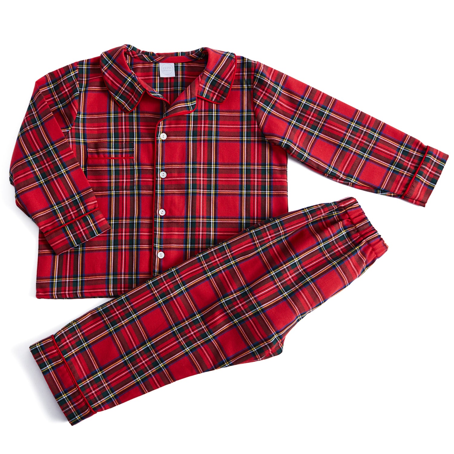 Boys Red Tartan Check Pyjamas Nightwear  from Pepa London