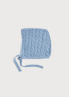 Blue Cashmere Knitted Bonnet (0-3mths) Knitted Accessories  from Pepa London