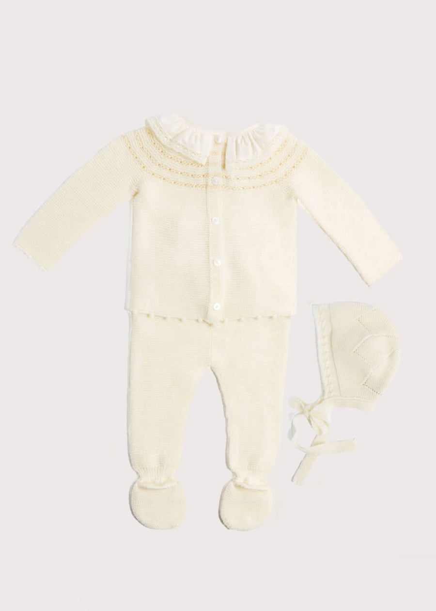 Knitted Celebration Set in Off-White (1-12mths) Knitted Sets from Pepa London