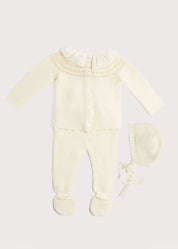 Knitted Celebration Set in Off-White (1-12mths) Knitted Sets from Pepa London