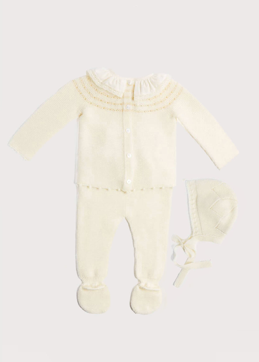 Knitted Celebration Set in Off-White (0-12mths) Knitted Sets  from Pepa London