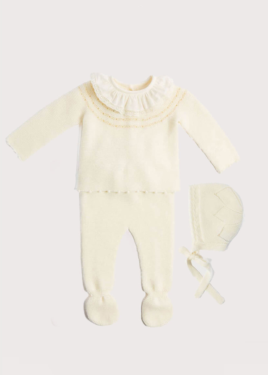 Knitted Celebration Set in Off-White (1-12mths) Knitted Sets from Pepa London