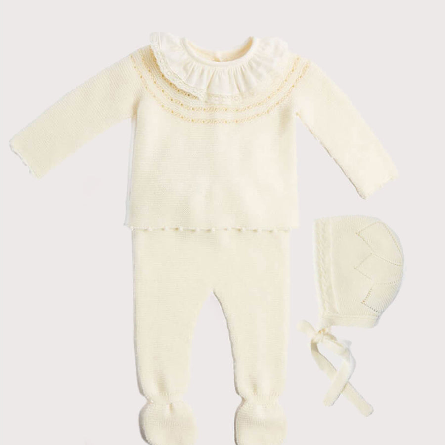 Knitted Celebration Set in Off-White (1-12mths) Knitted Sets from Pepa London