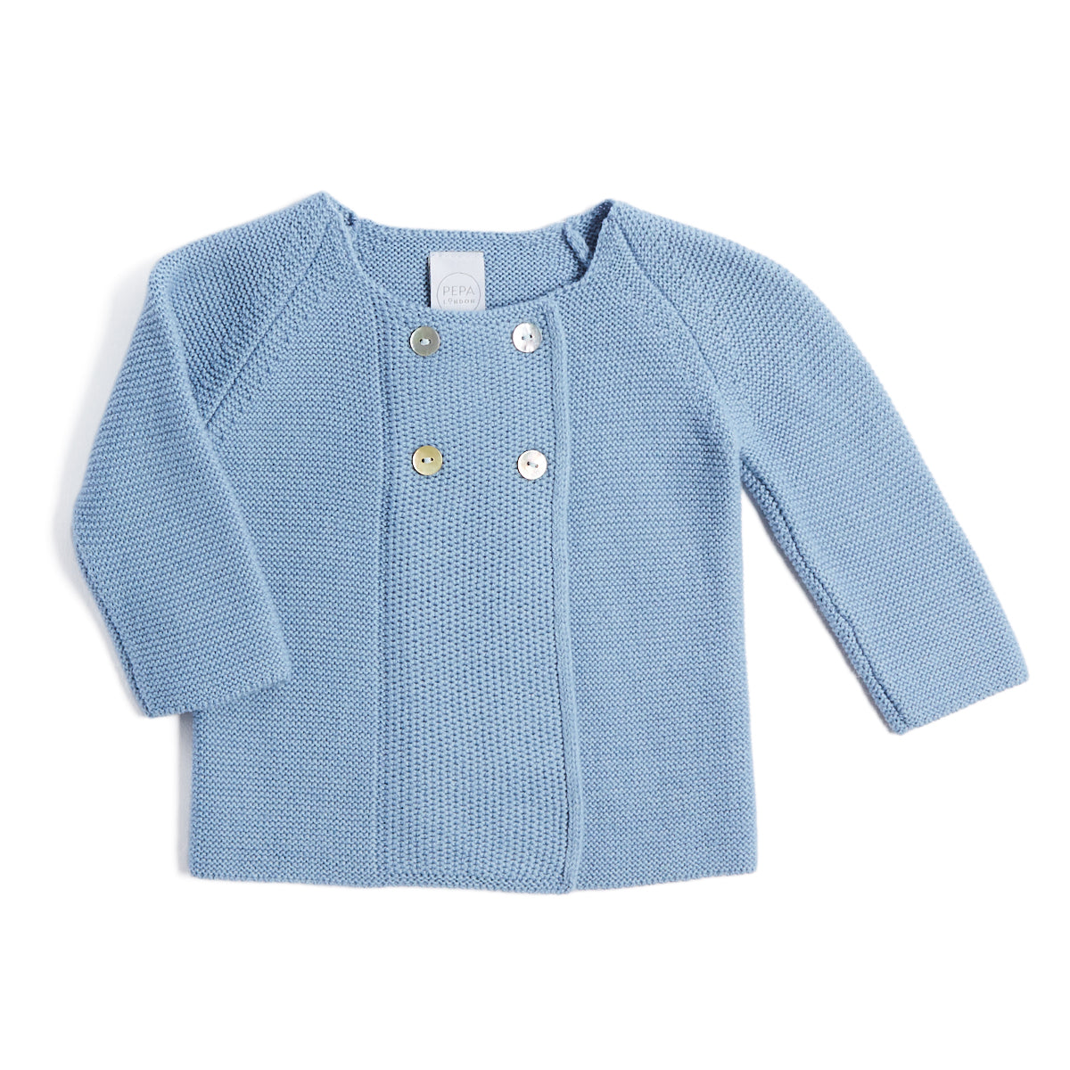 Blue Knitted Newborn Cardigan (3-12mths) Knitwear  from Pepa London