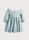 Classic Floral Blue and Green Handsmocked Dress (12mths-10yrs) Dresses  from Pepa London
