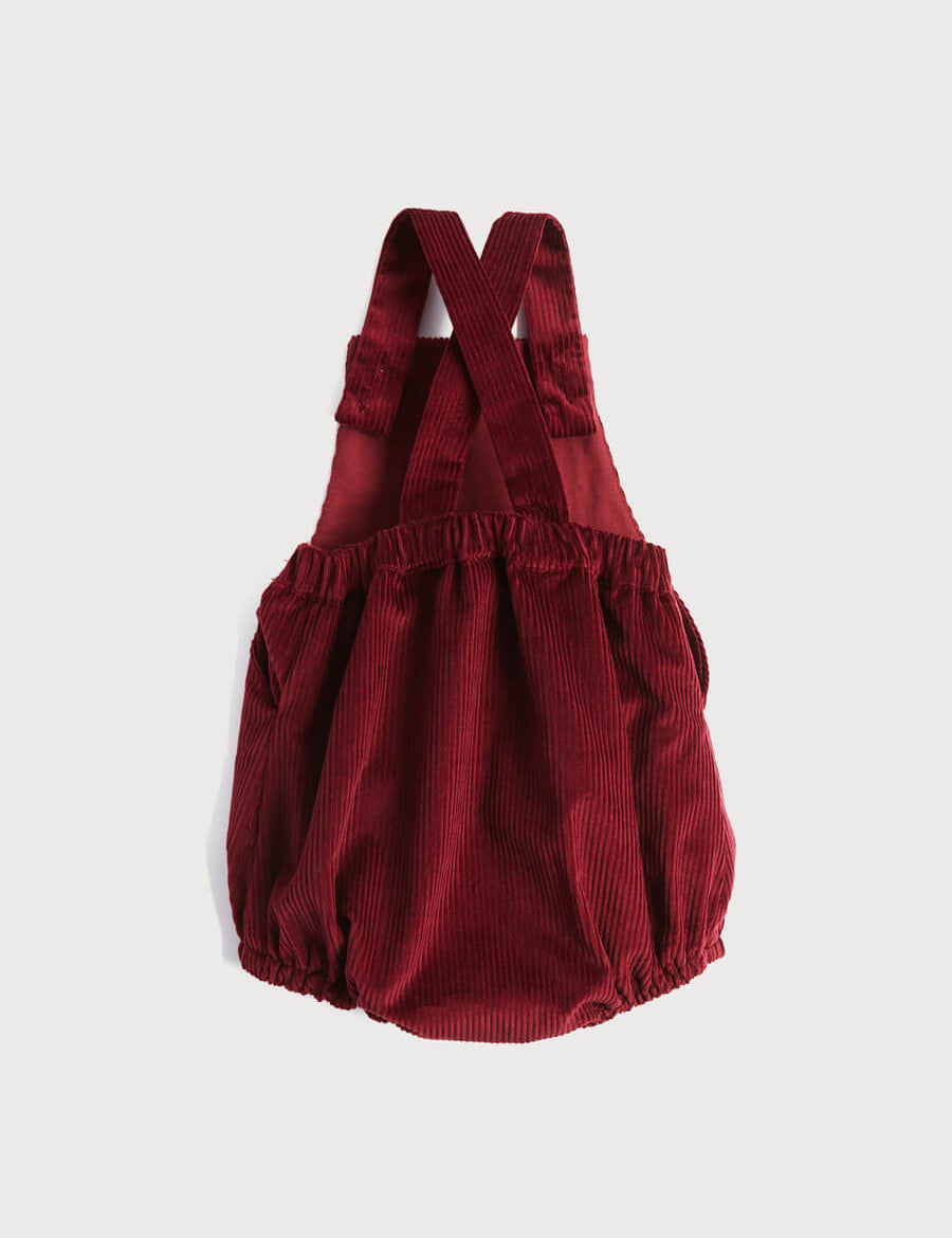 Burgundy Corduroy Romper (6mths-6yrs) Rompers  from Pepa London