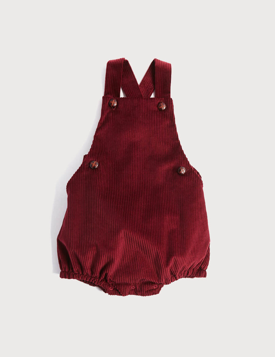 Burgundy Corduroy Romper (6mths-6yrs) Rompers  from Pepa London