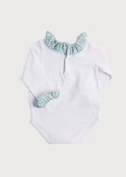 Blue Floral Print Frill Collar Bodysuit (0-2yrs) Tops & Bodysuits  from Pepa London