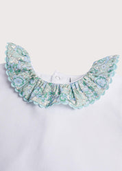 Blue Floral Print Frill Collar Bodysuit (0-2yrs) Tops & Bodysuits  from Pepa London