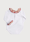Burgundy Floral Print Frill Collar Bodysuit (0-2yrs) Tops & Bodysuits  from Pepa London
