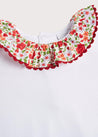 Burgundy Floral Print Frill Collar Bodysuit (0-2yrs) Tops & Bodysuits  from Pepa London