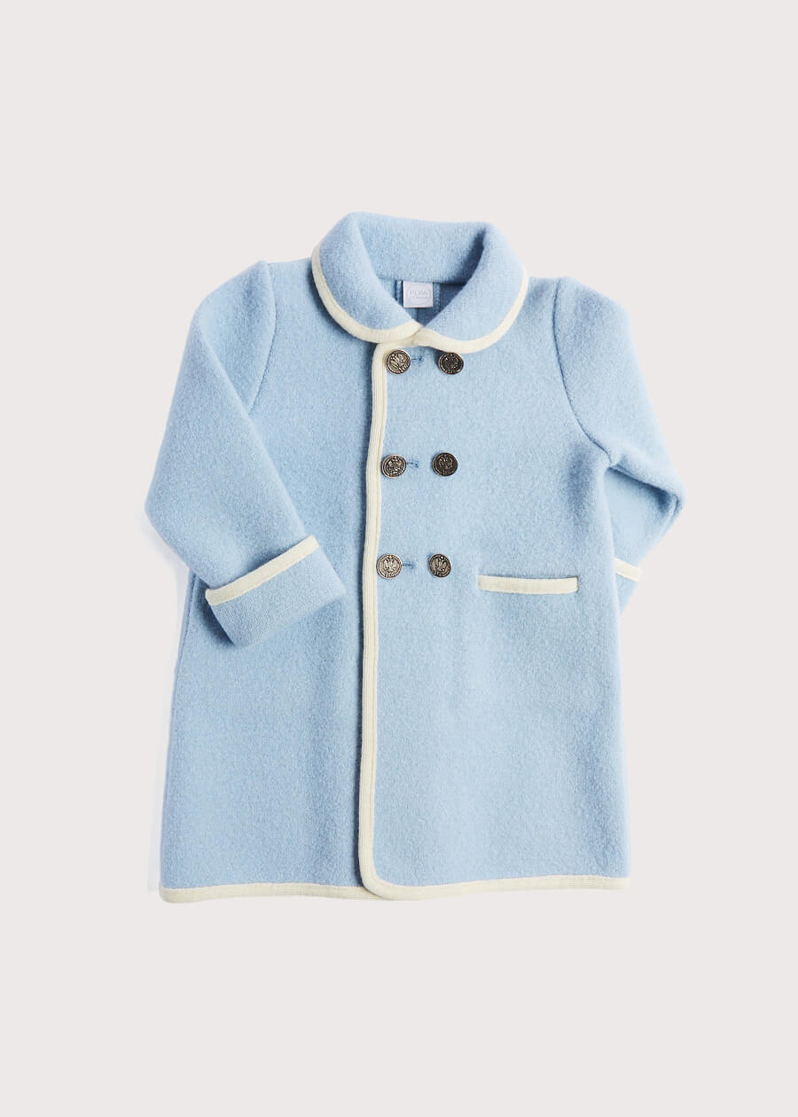 Austrian Double Breasted Wool Baby Coat in Baby Blue (6mths-3yrs) Coats  from Pepa London