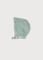 Winter Knitted Green Wool Bonnet Knitted Accessories  from Pepa London