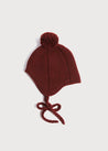 Knitted Merino Wool Winter Bonnet in Burgundy (S-L) Knitted Accessories  from Pepa London