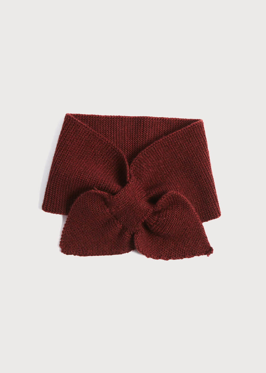 Knitted Merino Wool Scarf in Burgundy (S-M) Knitted Accessories  from Pepa London