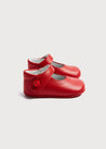 Leather Mary Jane Pram Shoes in Red (17-20EU) Shoes  from Pepa London