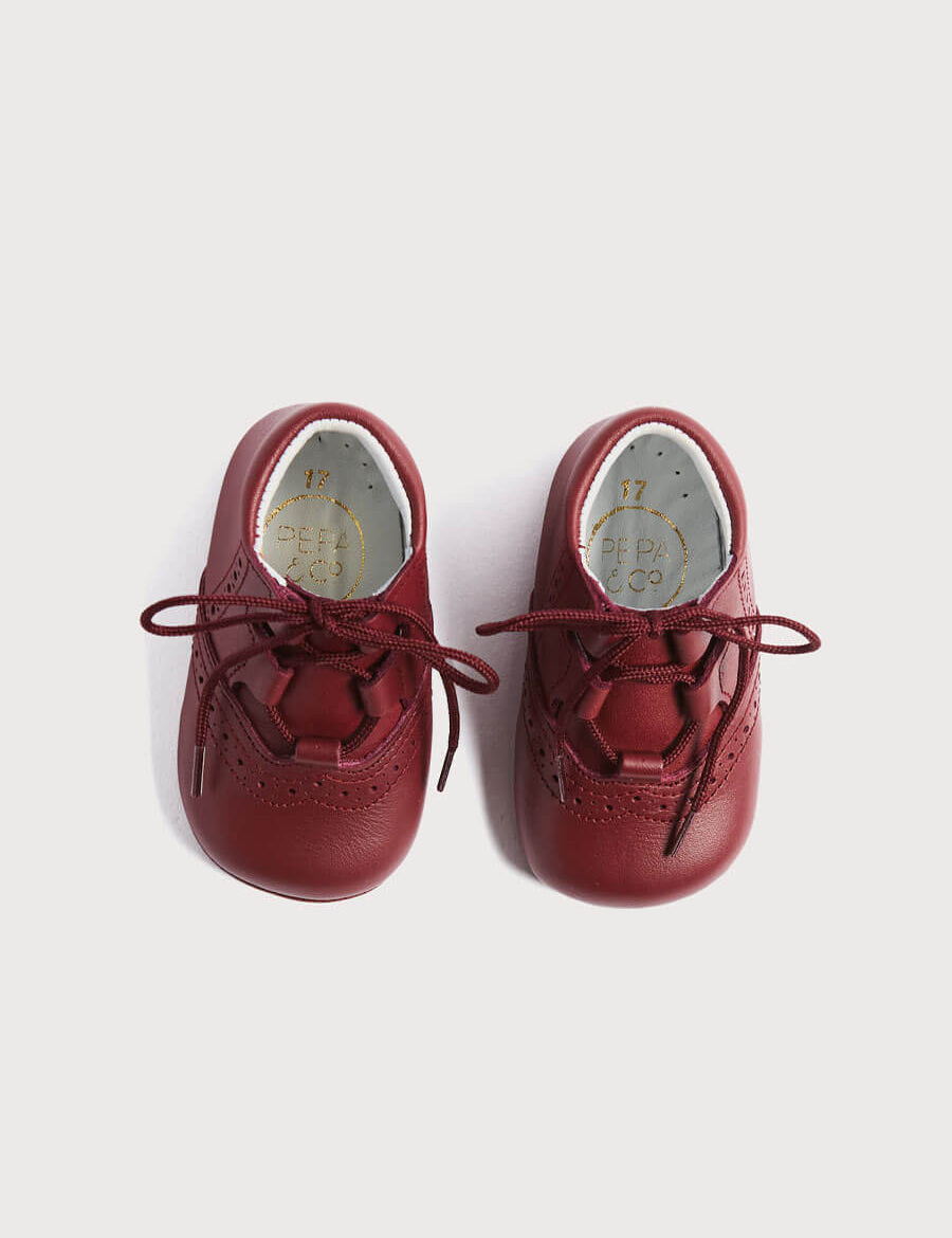 Oxford Pram Booties in Burgundy (17-20EU) Shoes  from Pepa London