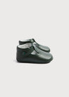 Leather T-Bar Pram Shoes in Green (17-20EU) Shoes  from Pepa London