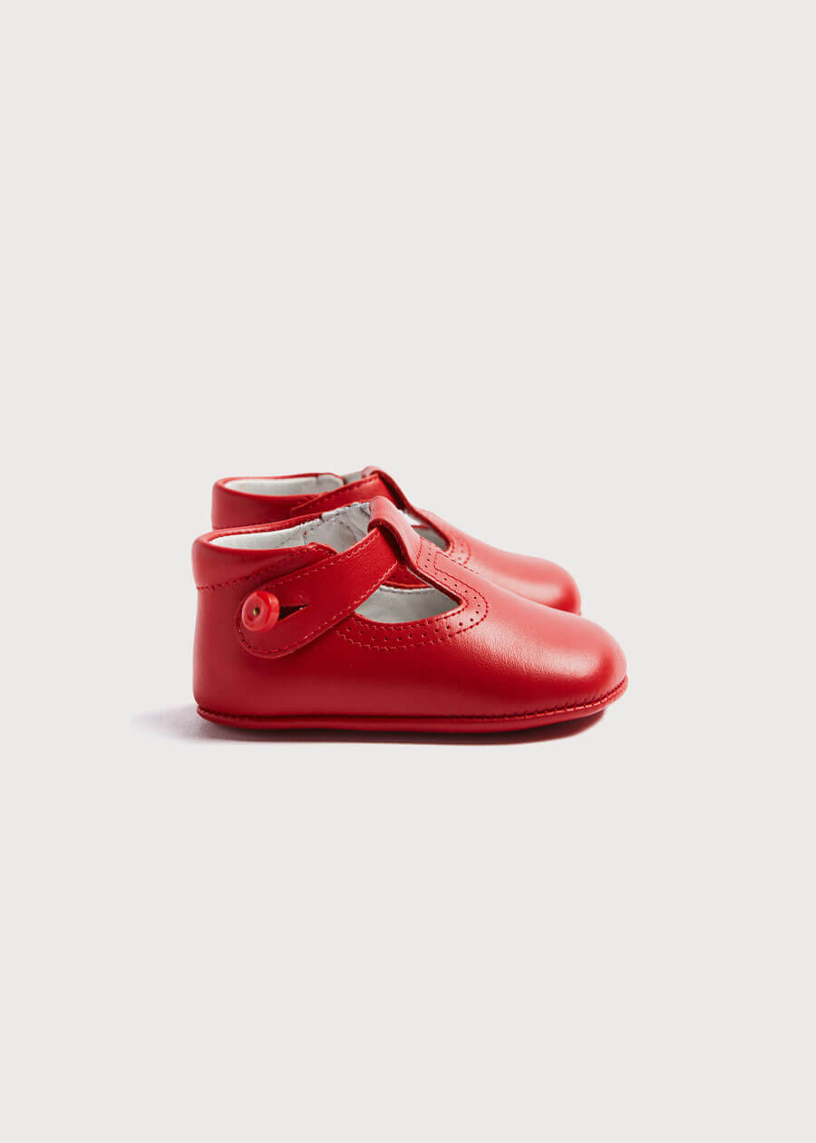 T-Bar Pram Shoes in Red (17-20EU) Shoes  from Pepa London