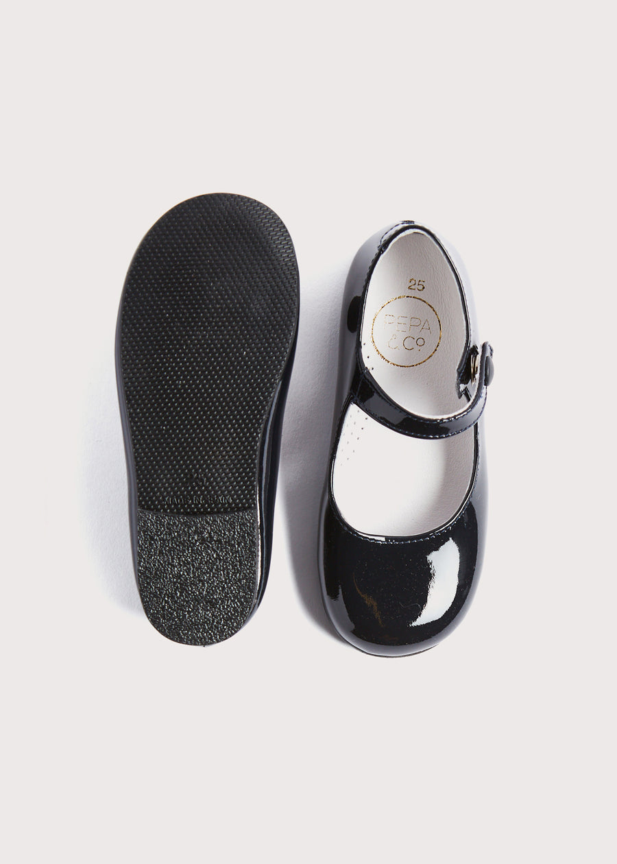Patent Leather Mary Jane Shoes in Navy (25-34EU) Shoes  from Pepa London