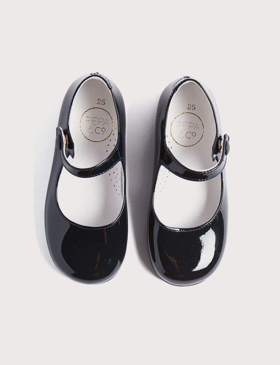 Patent Leather Mary Jane Shoes in Navy (25-34EU) Shoes  from Pepa London