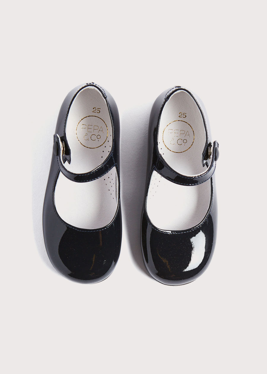 Patent Leather Mary Jane Shoes in Navy (25-34EU) Shoes  from Pepa London