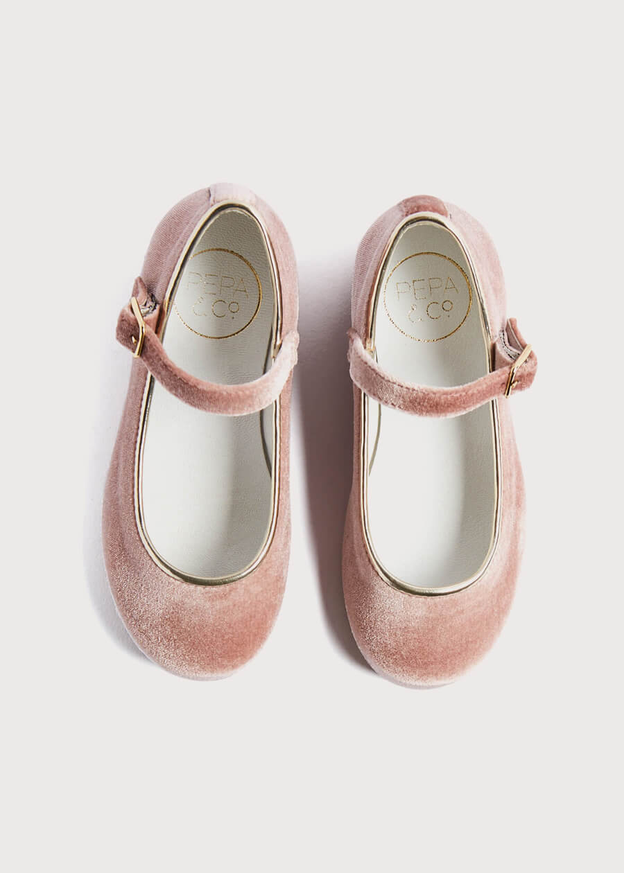 Velvet Mary Jane Shoes in Pink (25-34EU) Shoes  from Pepa London