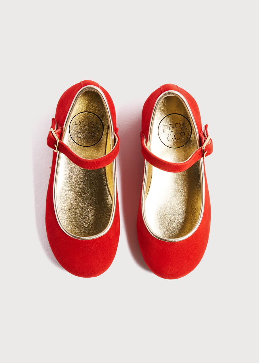 Suede Mary Jane Shoes in Red (24-34EU) Shoes  from Pepa London
