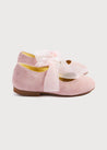 Suede Mary Jane Shoes in Pink With Organza Bow (24-34EU) Shoes  from Pepa London