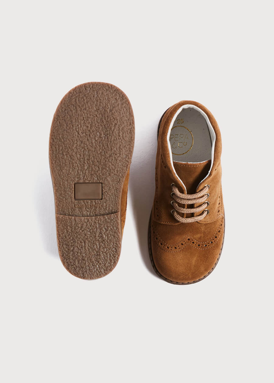 Suede Lace-Up Brogue Boots in Brown (24-30EU) Shoes  from Pepa London