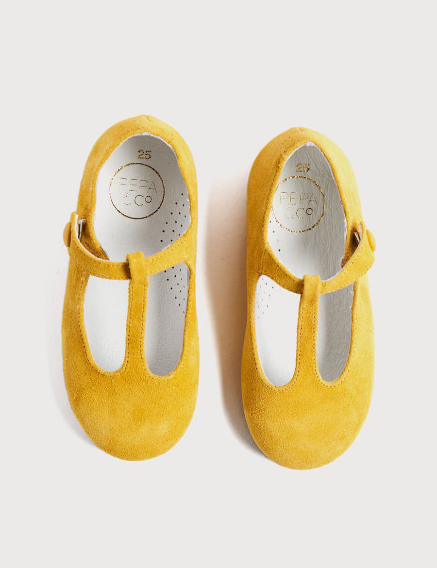 Suede Charlotte Shoes in Mustard (24-34EU) Shoes  from Pepa London