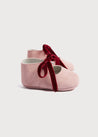Suede Pink Baby Pram Shoes with Velvet Ribbon (17-20EU) Shoes  from Pepa London