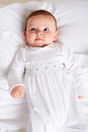 Green Hand Smocked Cotton All-in-One (0-18mths) Nightwear  from Pepa London