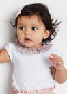 Light Floral Ruffle Collar Short Sleeve Bodysuit in Pink (0mths-2yrs) Tops & Bodysuits  from Pepa London