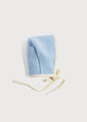 Classic Austrian Contrast Trim Wool Bonnet in Baby Blue (S-L) Knitted Accessories  from Pepa London