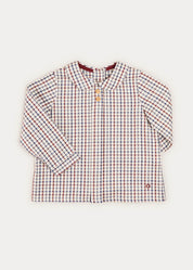 Checked Peter Pan Collar Long Sleeve Shirt In Beige (12mths-3yrs) SHIRTS  from Pepa London