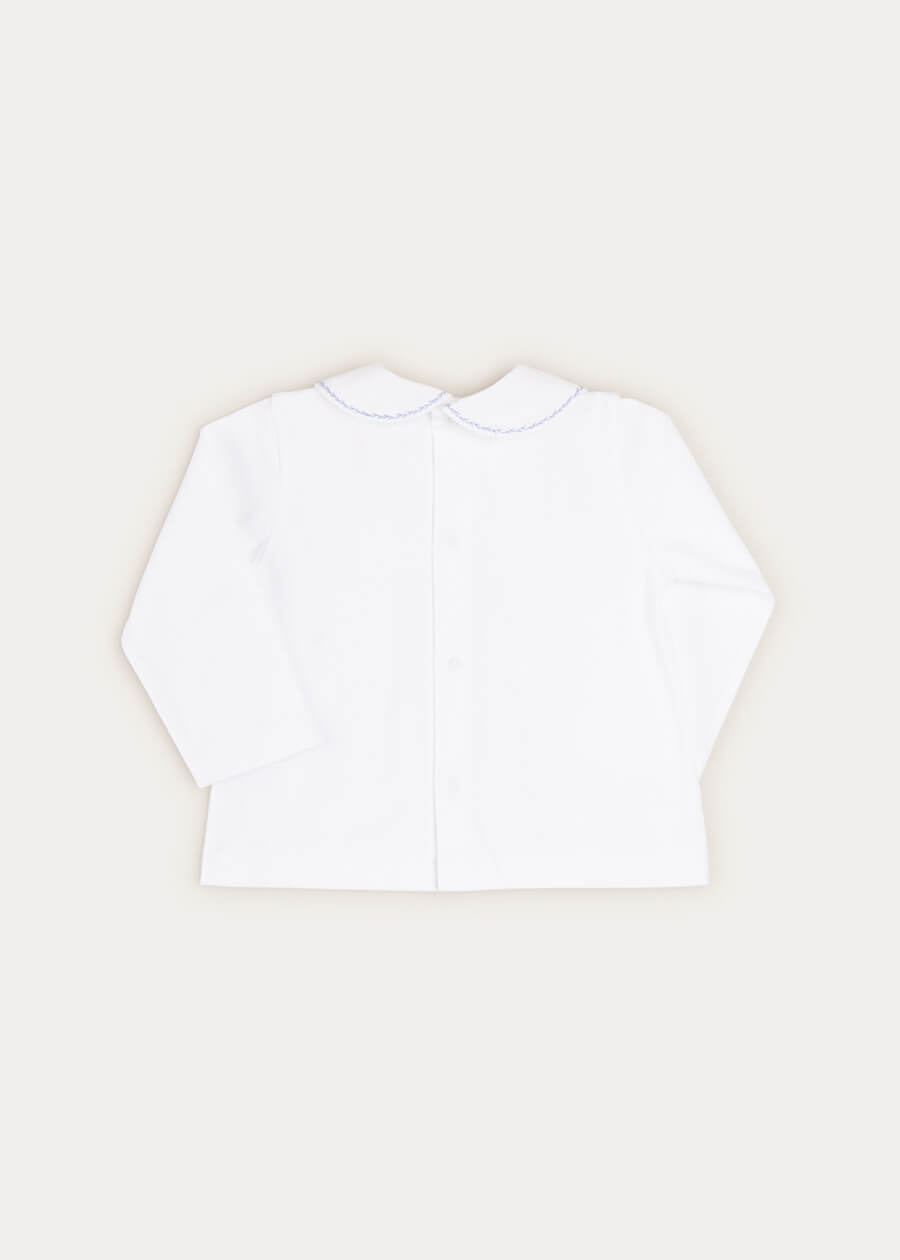 Long Sleeve Peter Pan Collar Top in White (6mths-2yrs) TOPS & BODYSUITS  from Pepa London